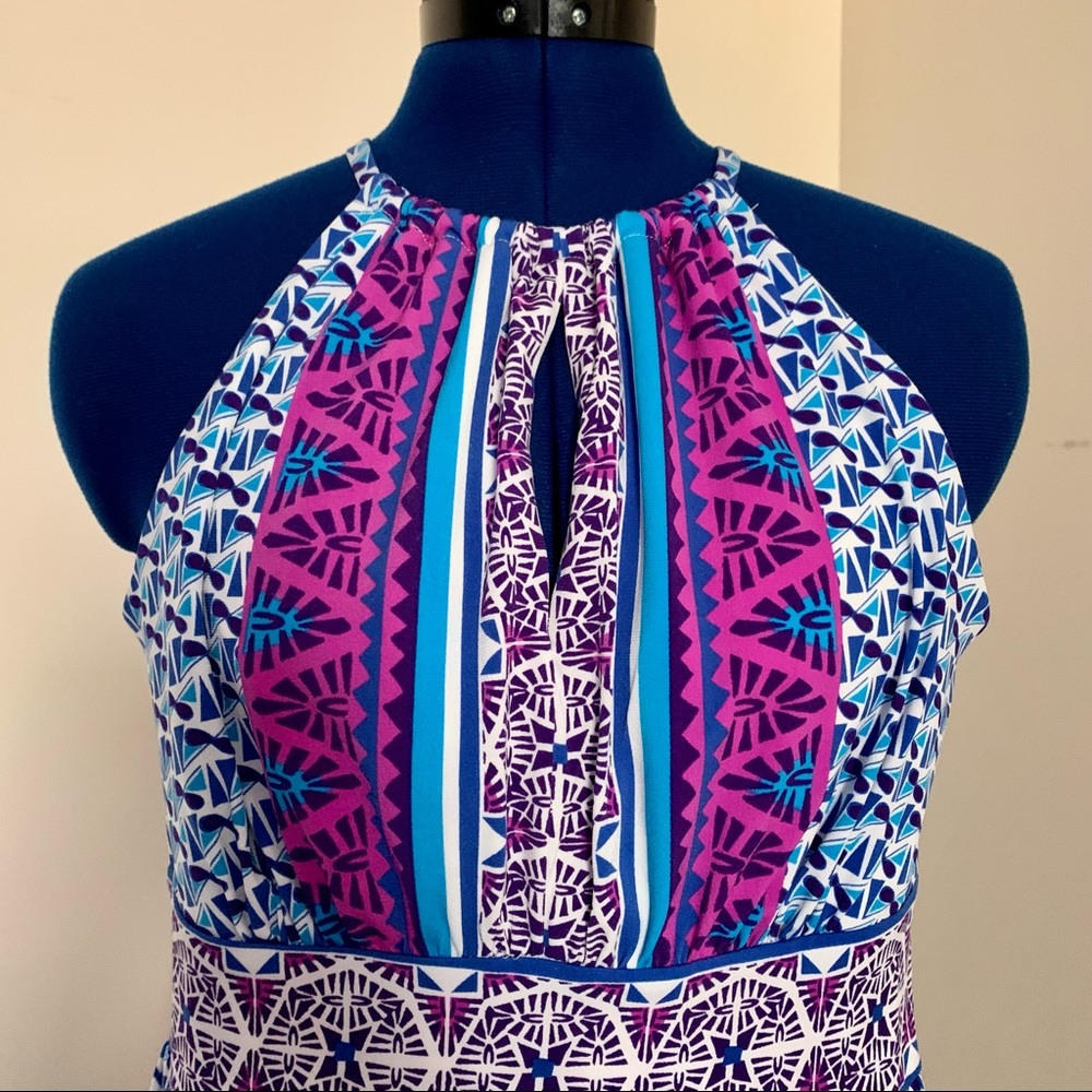 Maggy London Colorful Halter-Neck Geometric Dress 8 - Picture 4 of 9